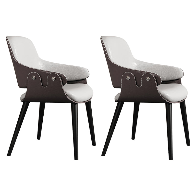 Contemporary Style Dining Chair Arm Dining Chair with Metal Legs for Kitchen