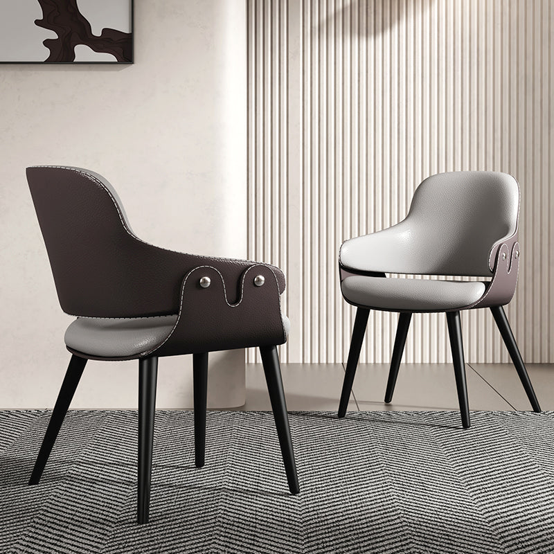 Contemporary Style Dining Chair Arm Dining Chair with Metal Legs for Kitchen