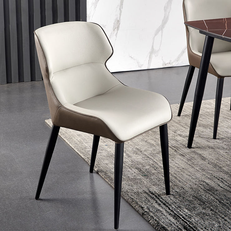 Modern Dining Room Chair Faux Leather and Metal Side Chair for Home