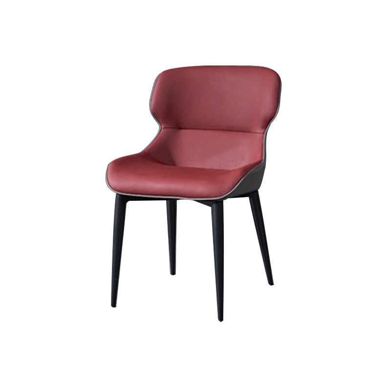 Modern Dining Room Chair Faux Leather and Metal Side Chair for Home