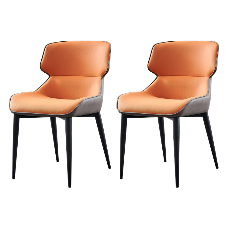 Modern Dining Room Chair Faux Leather and Metal Side Chair for Home