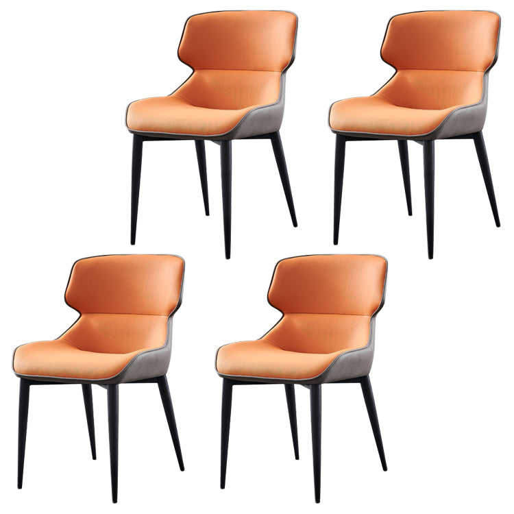 Modern Dining Room Chair Faux Leather and Metal Side Chair for Home