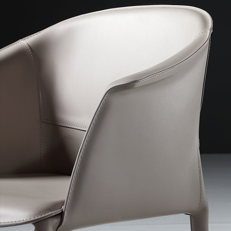 Leather Modern Home Side Chair with Arms Matte Finish Dining Chair