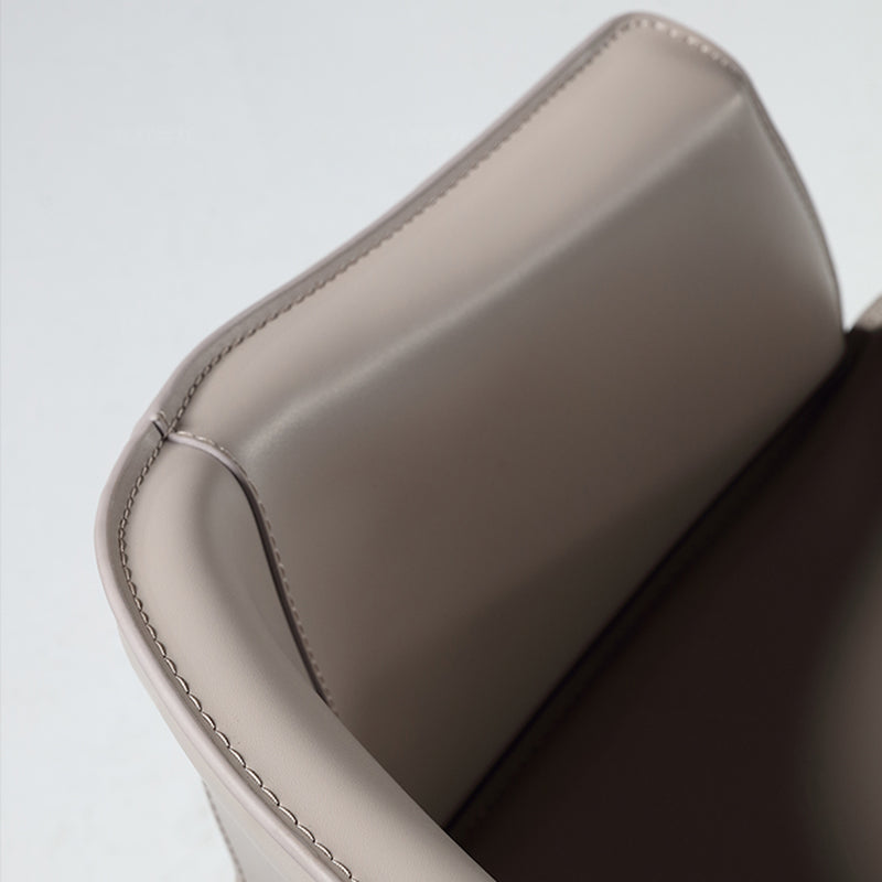 Leather Modern Home Side Chair with Arms Matte Finish Dining Chair