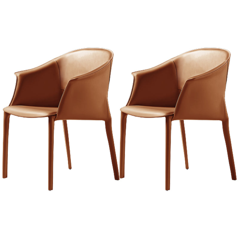 Leather Modern Home Side Chair with Arms Matte Finish Dining Chair