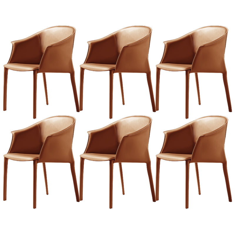 Leather Modern Home Side Chair with Arms Matte Finish Dining Chair