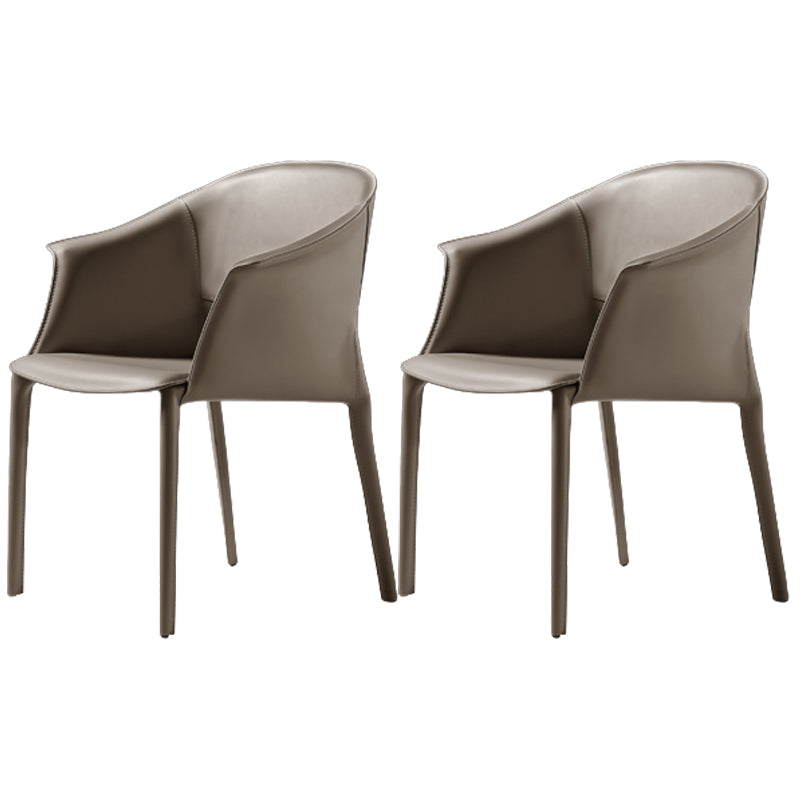 Leather Modern Home Side Chair with Arms Matte Finish Dining Chair