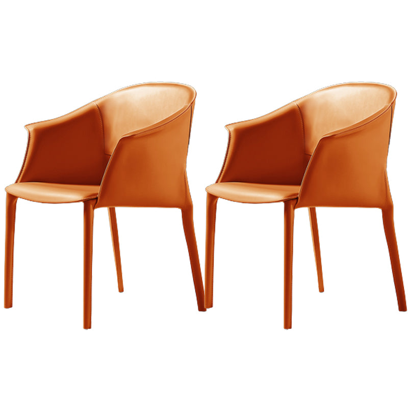Leather Modern Home Side Chair with Arms Matte Finish Dining Chair