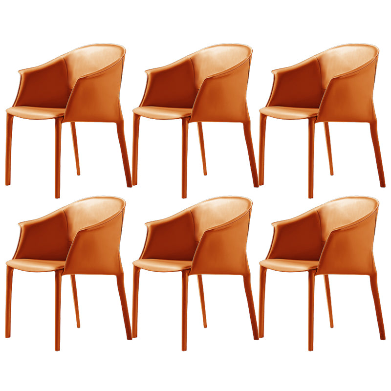 Leather Modern Home Side Chair with Arms Matte Finish Dining Chair