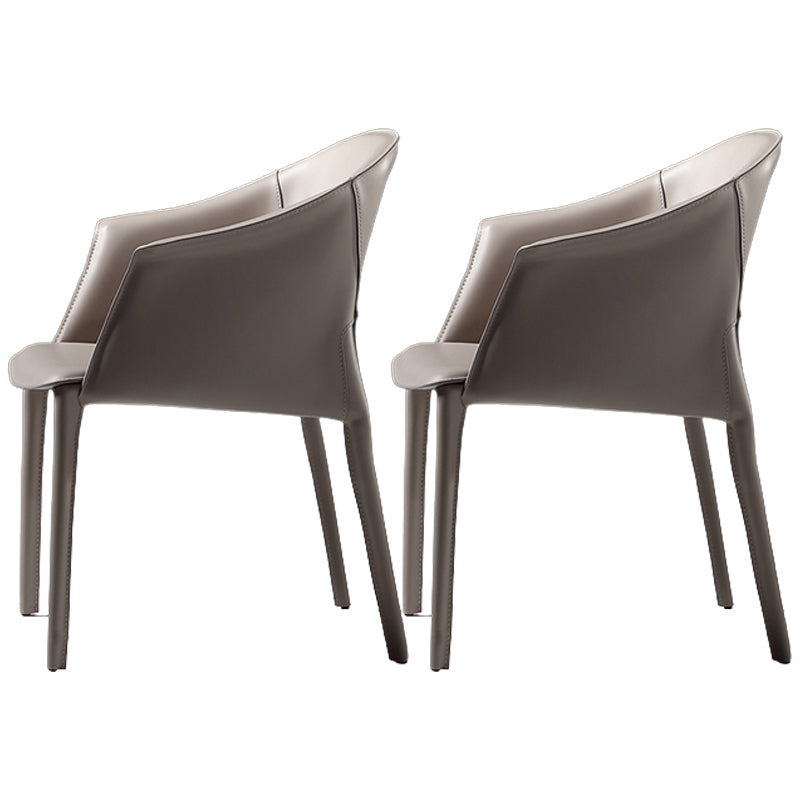 Leather Modern Home Side Chair with Arms Matte Finish Dining Chair