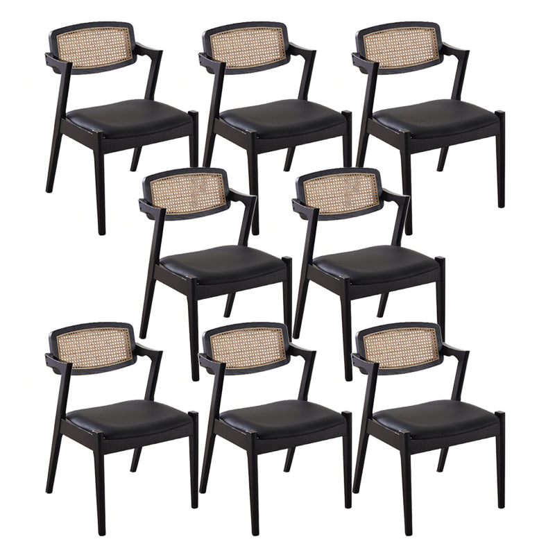 Traditional Dining Accent Chair Solid Wood and Faux Leather Arm Chair