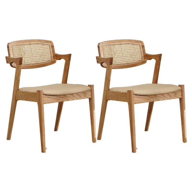 Traditional Dining Accent Chair Solid Wood and Faux Leather Arm Chair