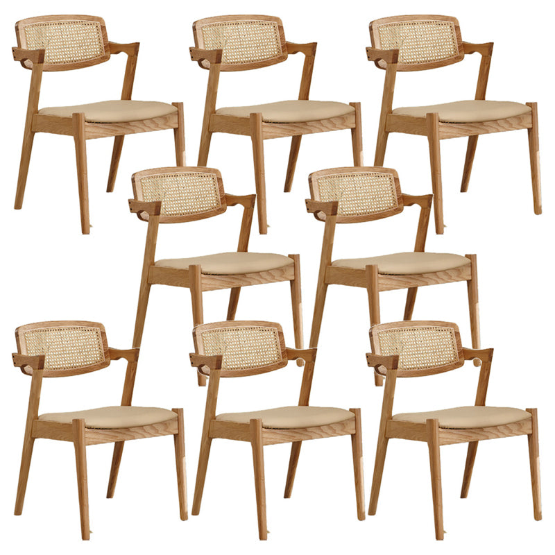 Traditional Dining Accent Chair Solid Wood and Faux Leather Arm Chair