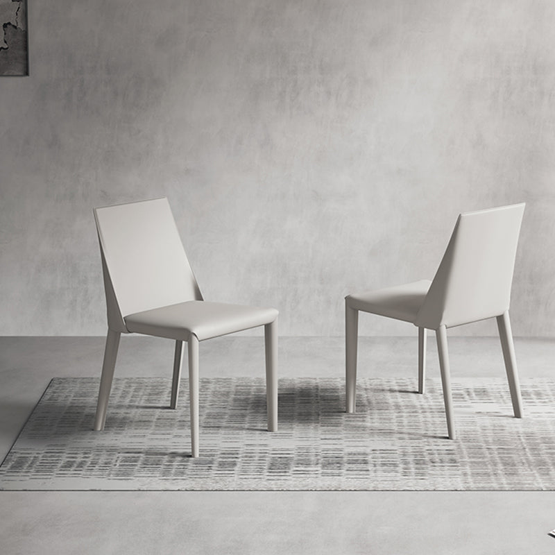 Matte Finish Modern Indoor Chair Faux Leather Solid Back Dining Chair
