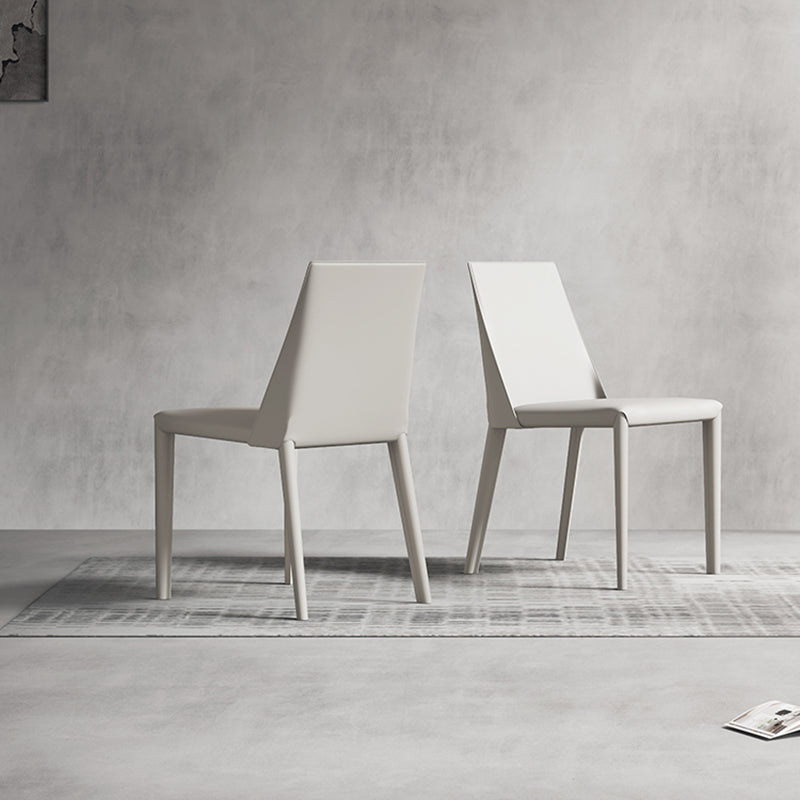 Matte Finish Modern Indoor Chair Faux Leather Solid Back Dining Chair