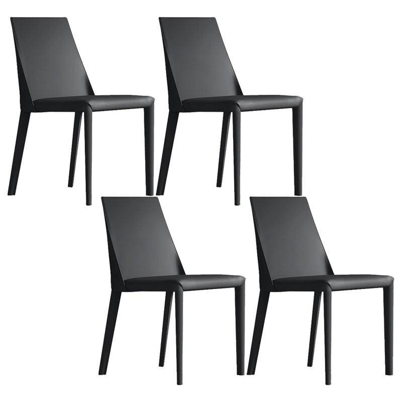 Matte Finish Modern Indoor Chair Faux Leather Solid Back Dining Chair