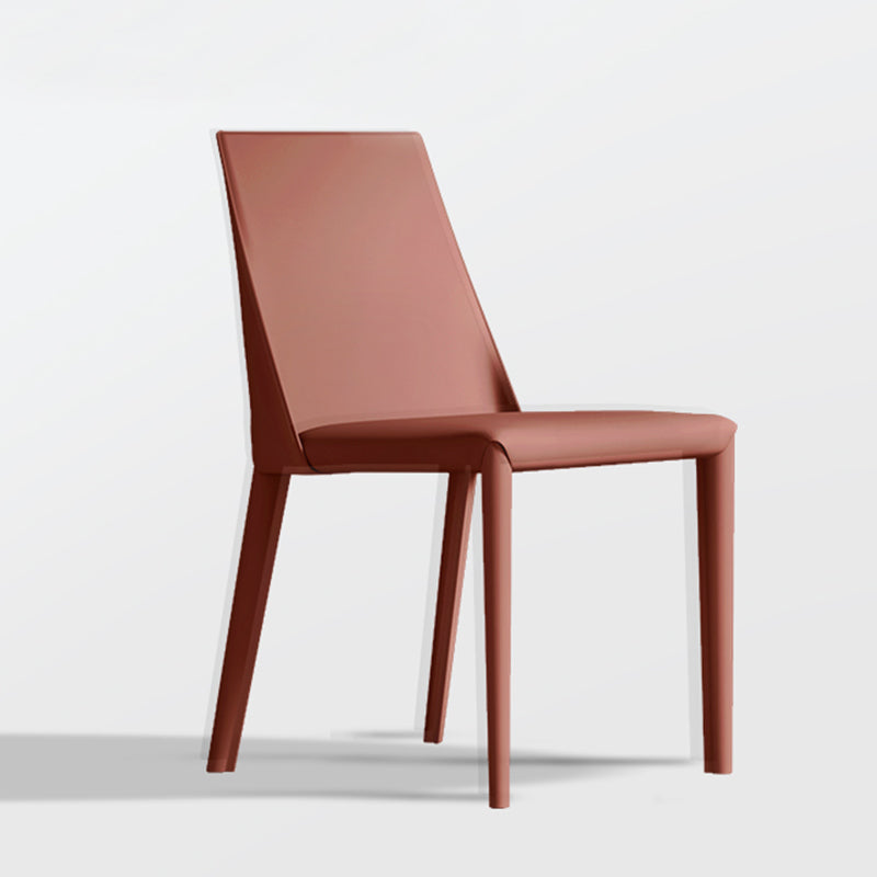 Matte Finish Modern Indoor Chair Faux Leather Solid Back Dining Chair