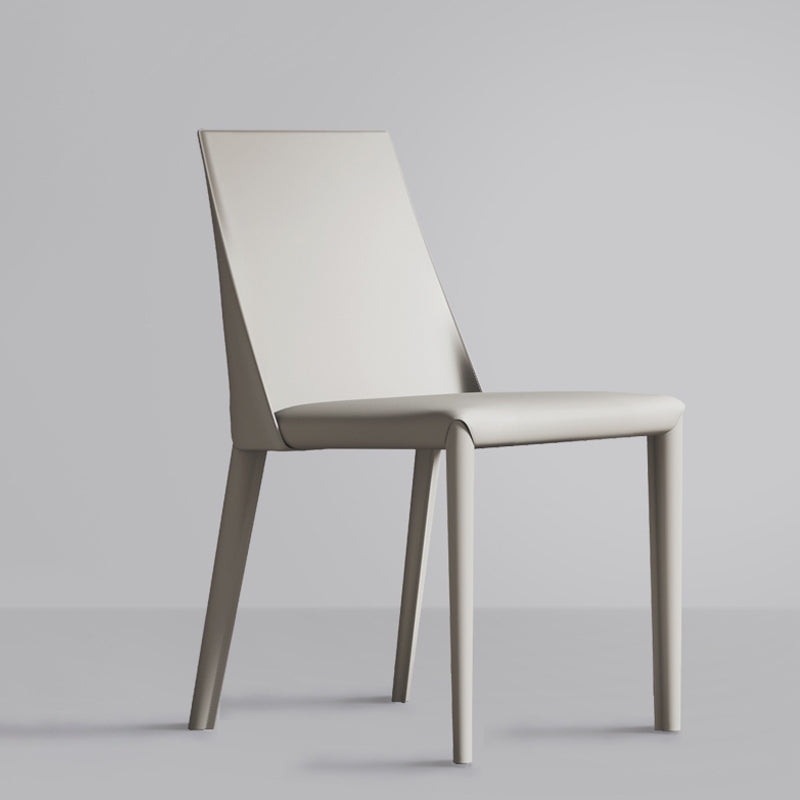 Matte Finish Modern Indoor Chair Faux Leather Solid Back Dining Chair