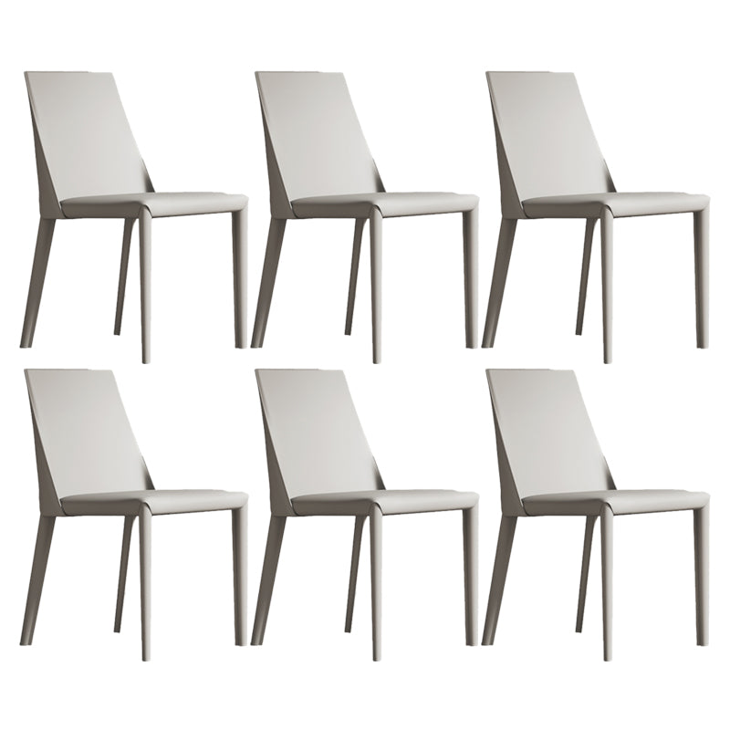 Matte Finish Modern Indoor Chair Faux Leather Solid Back Dining Chair