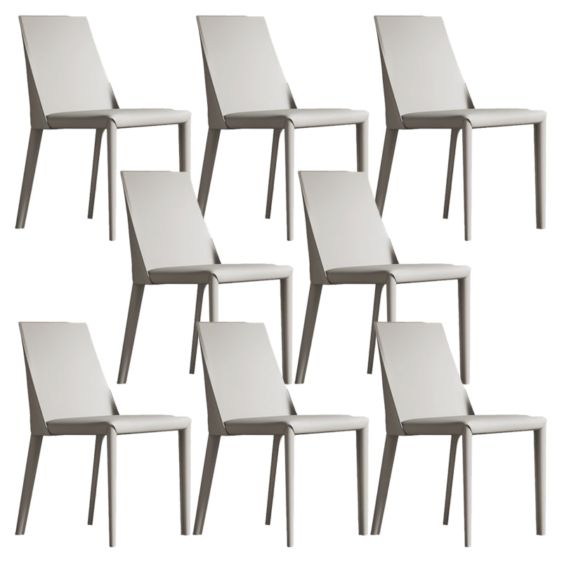 Matte Finish Modern Indoor Chair Faux Leather Solid Back Dining Chair