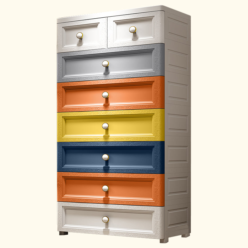 Plastic Storage Cabinet Contemporary Wardrobe Cabinet with Drawer for Home