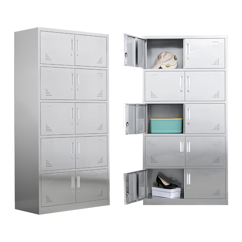 Metal Industrial Cabinet with Hinged Door Gray Steel Storage Cabinet for Bathroom