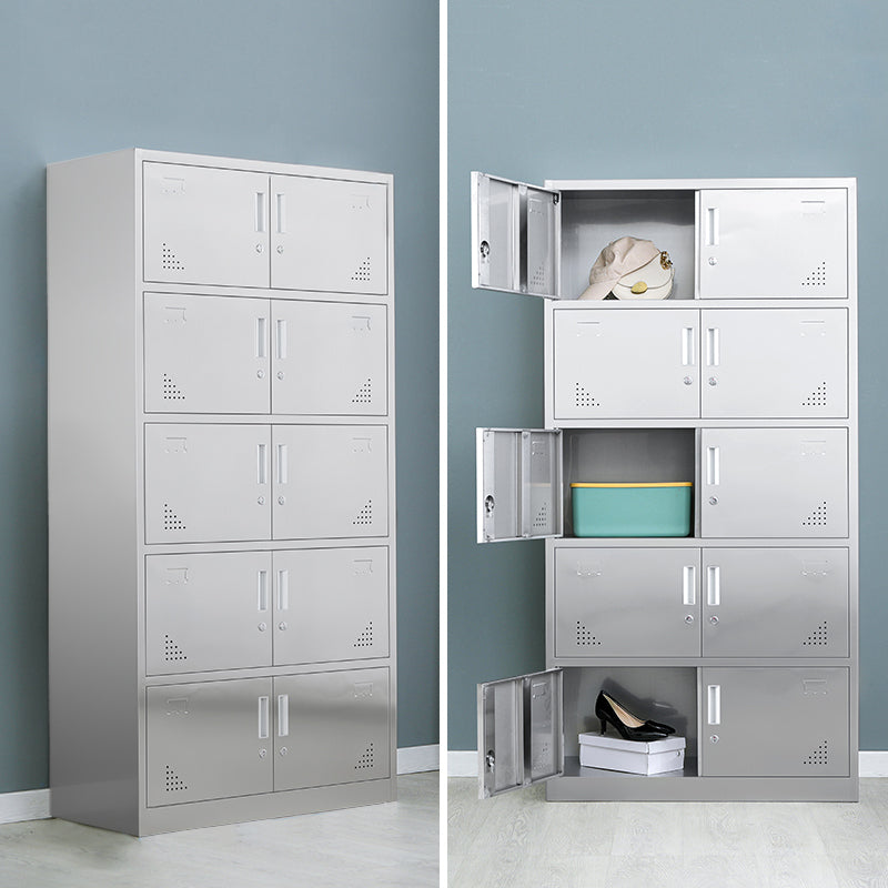 Metal Industrial Cabinet with Hinged Door Gray Steel Storage Cabinet for Bathroom