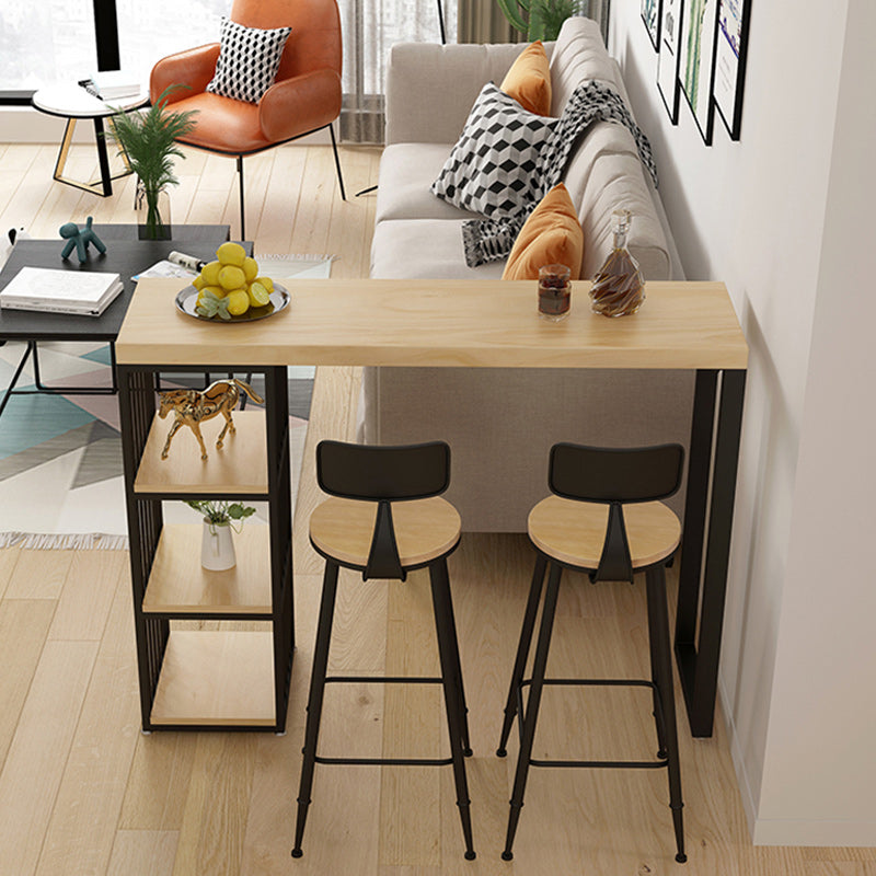 1/3 Pieces Modern Rectangle Pub Table Set Wooden Counter Table with High Stools