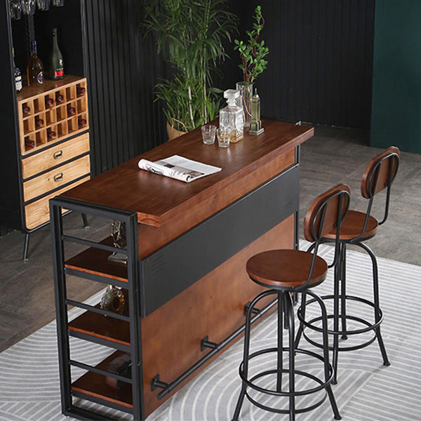 Industrial 1/2/3 Pieces Counter Height Set Rectangle Solid Wood Pub Table Set