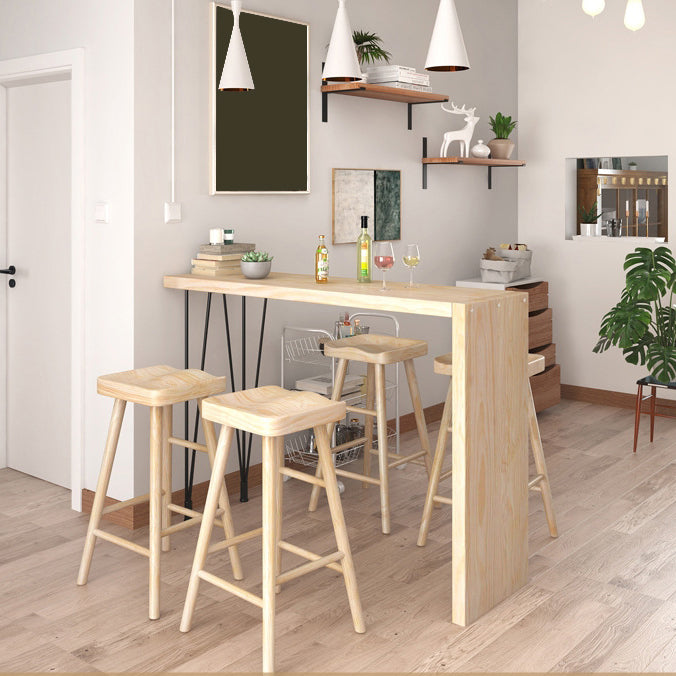 Industrial Rectangular Pub Table Set 1/5 Pieces Wooden Counter Table with Backless Stools