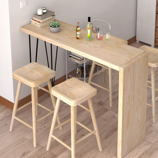 Industrial Rectangular Pub Table Set 1/5 Pieces Wooden Counter Table with Backless Stools