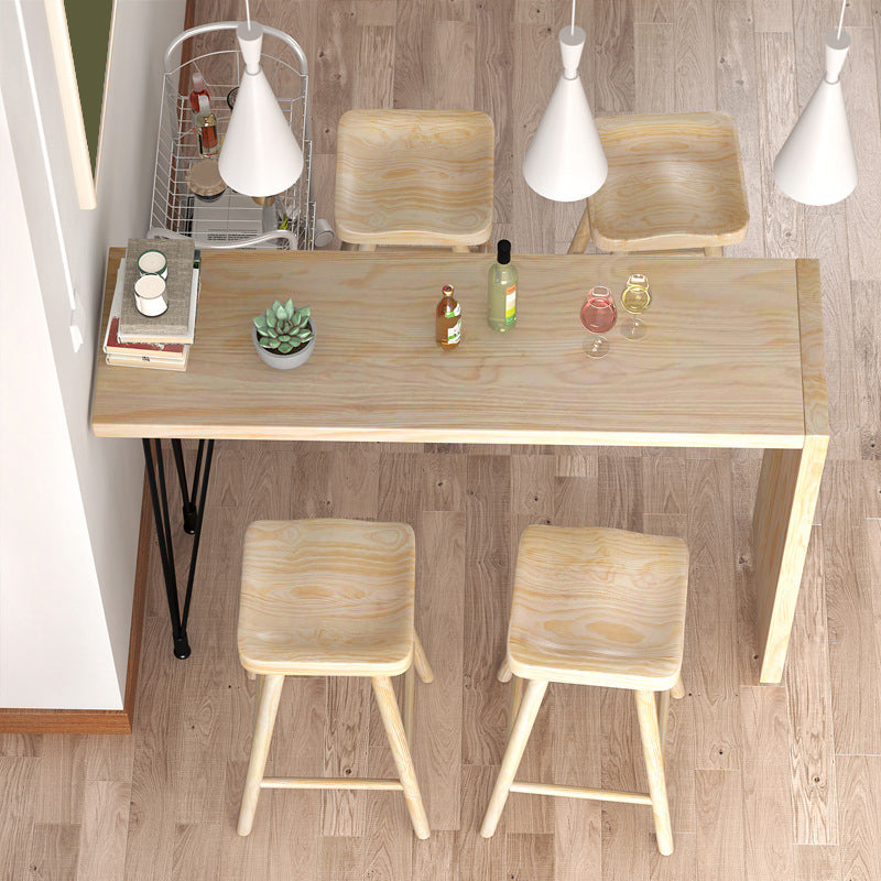 Industrial Rectangular Pub Table Set 1/5 Pieces Wooden Counter Table with Backless Stools