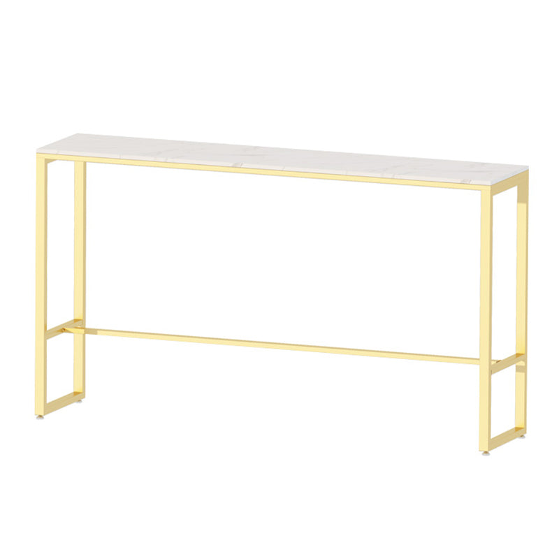 Glam 1/4 Pieces Bar Table Set Rectangle Stone Counter Table with High Stools for Kitchen