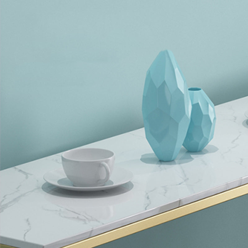 Glam 1/4 Pieces Bar Table Set Rectangle Stone Counter Table with High Stools for Kitchen