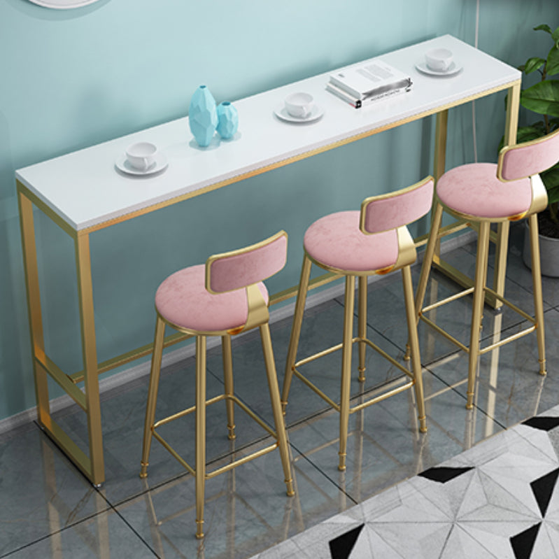 Glam 1/4 Pieces Bar Table Set Rectangle Stone Counter Table with High Stools for Kitchen