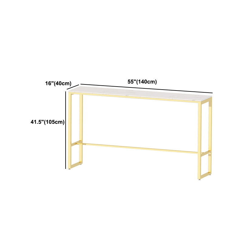 Glam 1/4 Pieces Bar Table Set Rectangle Stone Counter Table with High Stools for Kitchen