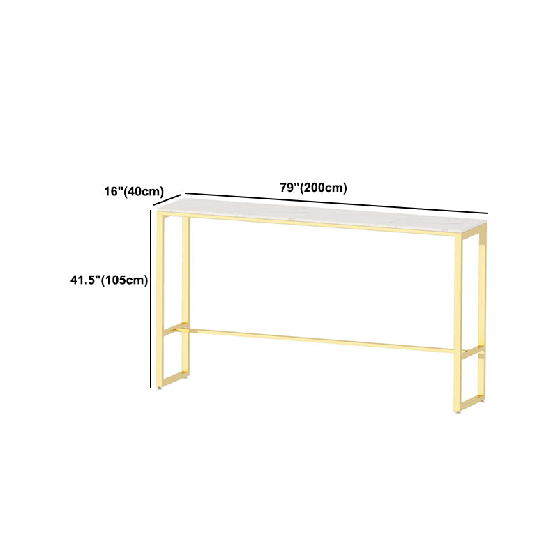 Glam 1/4 Pieces Bar Table Set Rectangle Stone Counter Table with High Stools for Kitchen