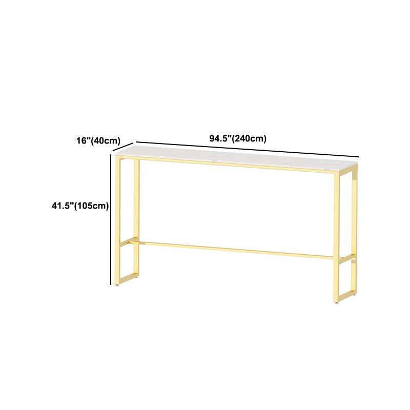 Glam 1/4 Pieces Bar Table Set Rectangle Stone Counter Table with High Stools for Kitchen