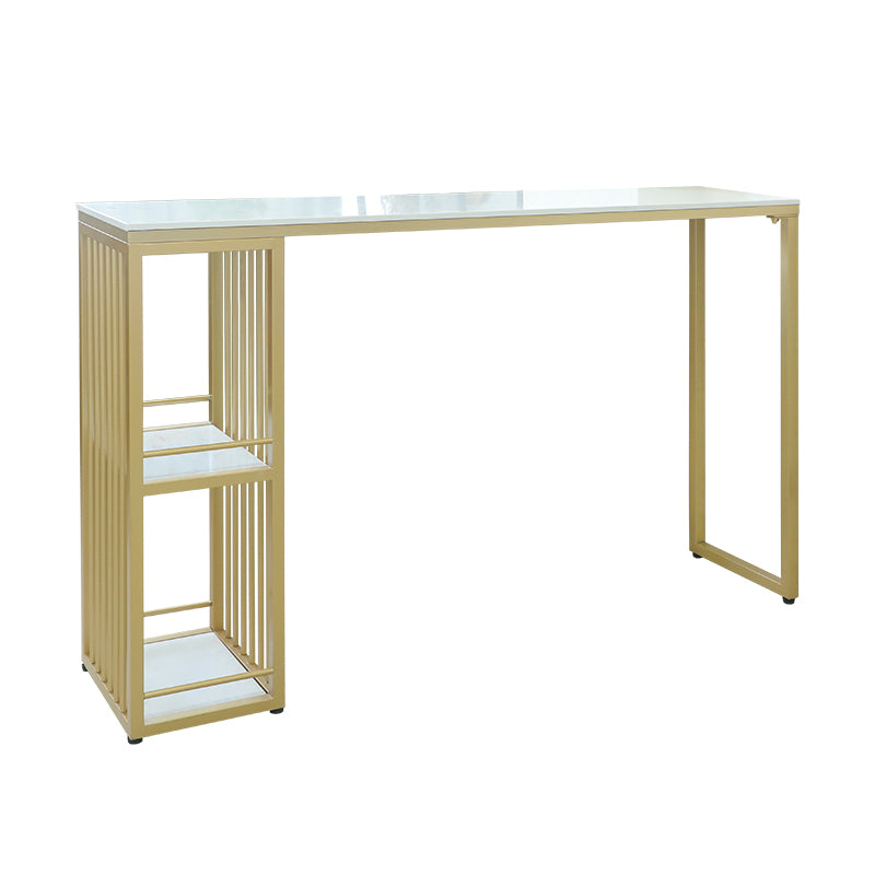 Glam Bar Table Set 1/4 Pieces Rectangle Stone Counter Table with High Stools for Balcony