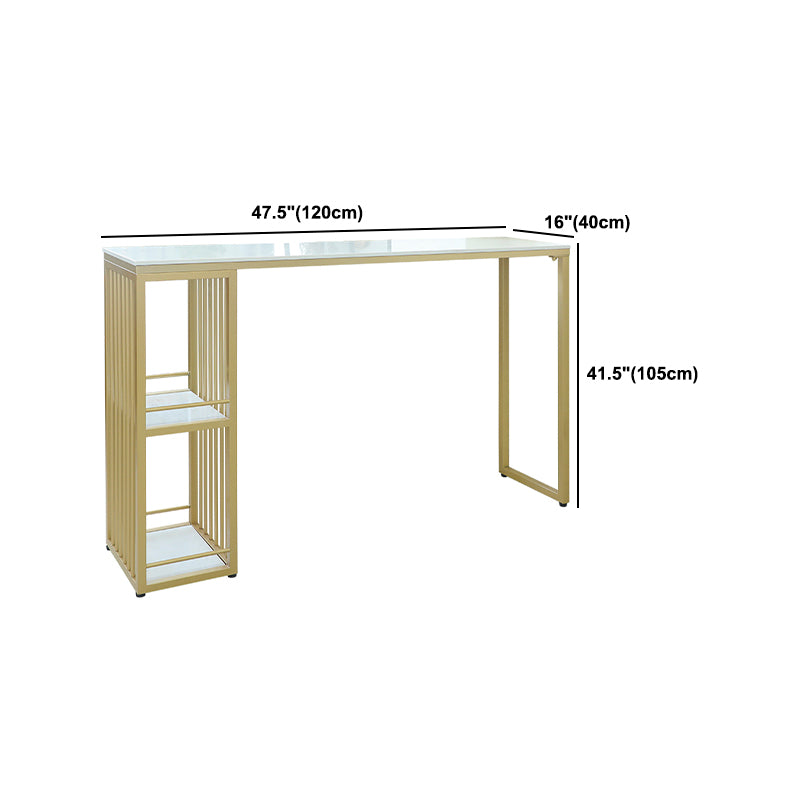 Glam Bar Table Set 1/4 Pieces Rectangle Stone Counter Table with High Stools for Balcony