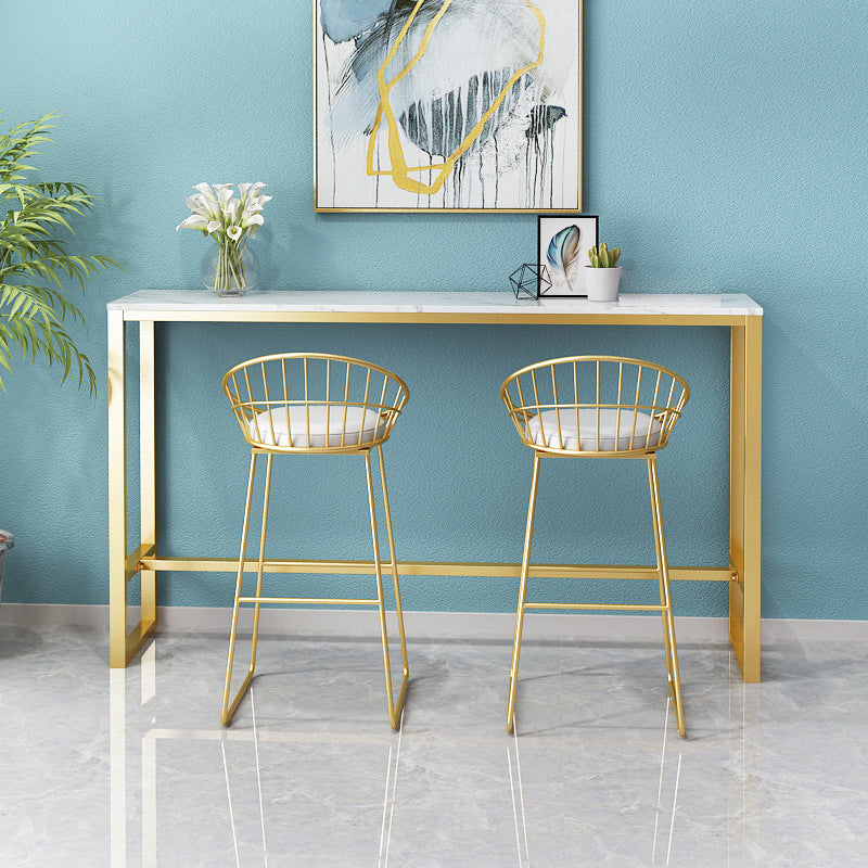 Glam Style 1/2/3 Pieces Bar Table Set Rectangle Bar Table with Metal High Stools for Home