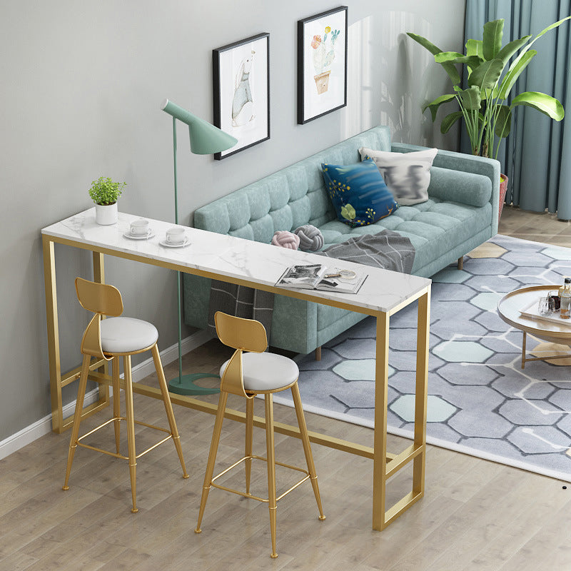 Glam Style 1/2/3 Pieces Bar Table Set Rectangle Bar Table with Metal High Stools for Home