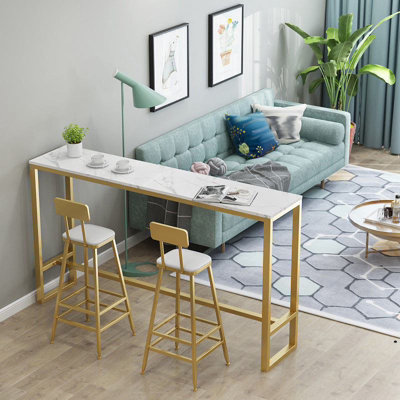 Glam Style 1/2/3 Pieces Bar Table Set Rectangle Bar Table with Metal High Stools for Home