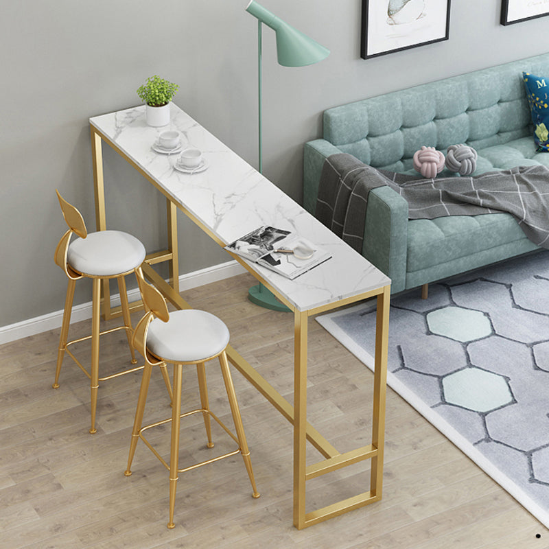 Glam Style 1/2/3 Pieces Bar Table Set Rectangle Bar Table with Metal High Stools for Home