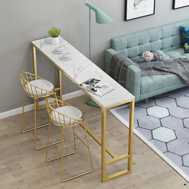 Glam Style 1/2/3 Pieces Bar Table Set Rectangle Bar Table with Metal High Stools for Home