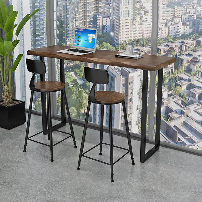 Modern Bar Table Set 1/2/3 Pieces Rectangle Bar Table with High Wood Stools for Home