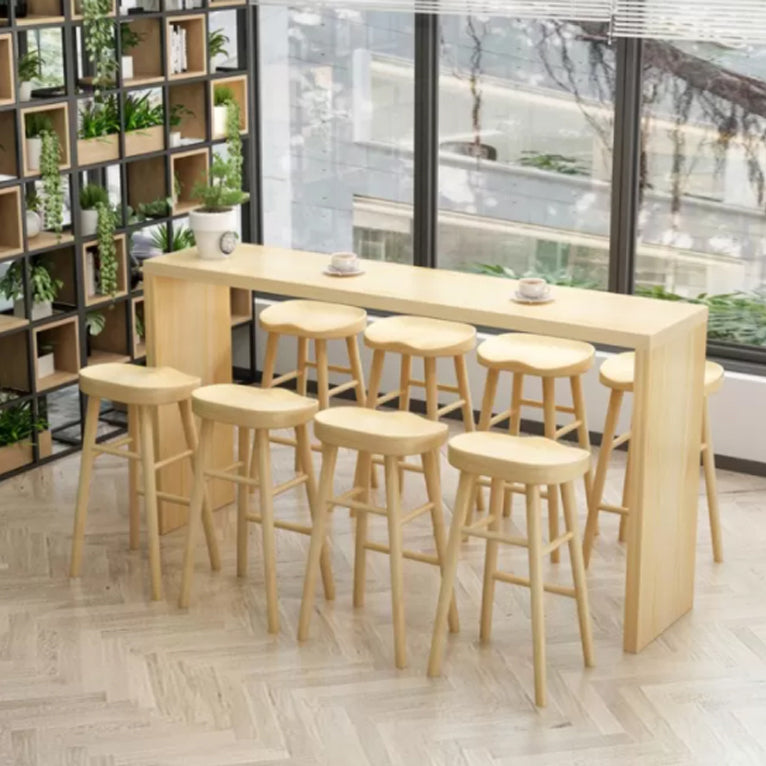 1/3/9 Pieces Modern Rectangular Pub Table Set Wooden Counter Table with Backless Stools
