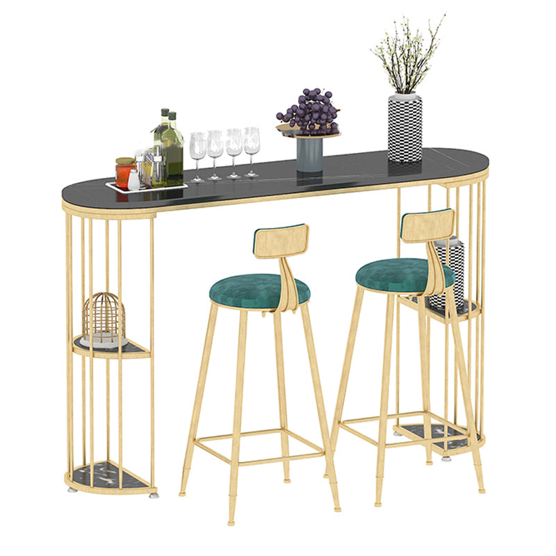 Glam Oval Indoor Counter Set 1/2/3 Pieces Double Pedestal Bar Pub Table Set