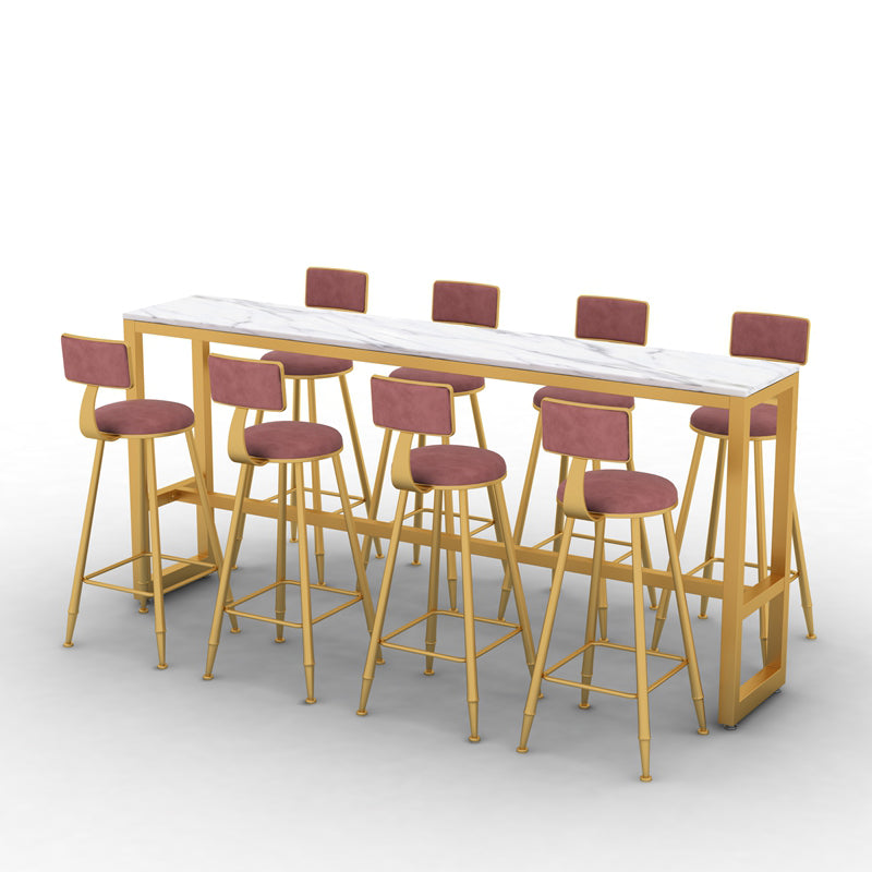 Glam Bar Table Set 1/5/9 Pieces Rectangle Stone Counter Table with Stools for Living Room