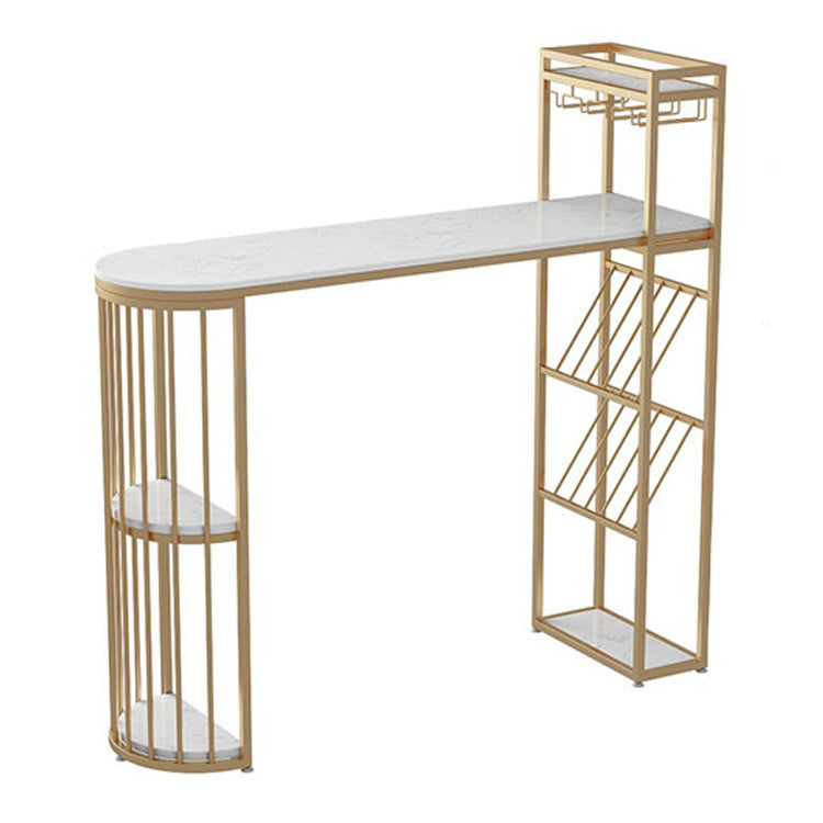 Glam 1/2/3 Pieces Bar Table Set Rectangle Bar Table with Metal High Stools for Home